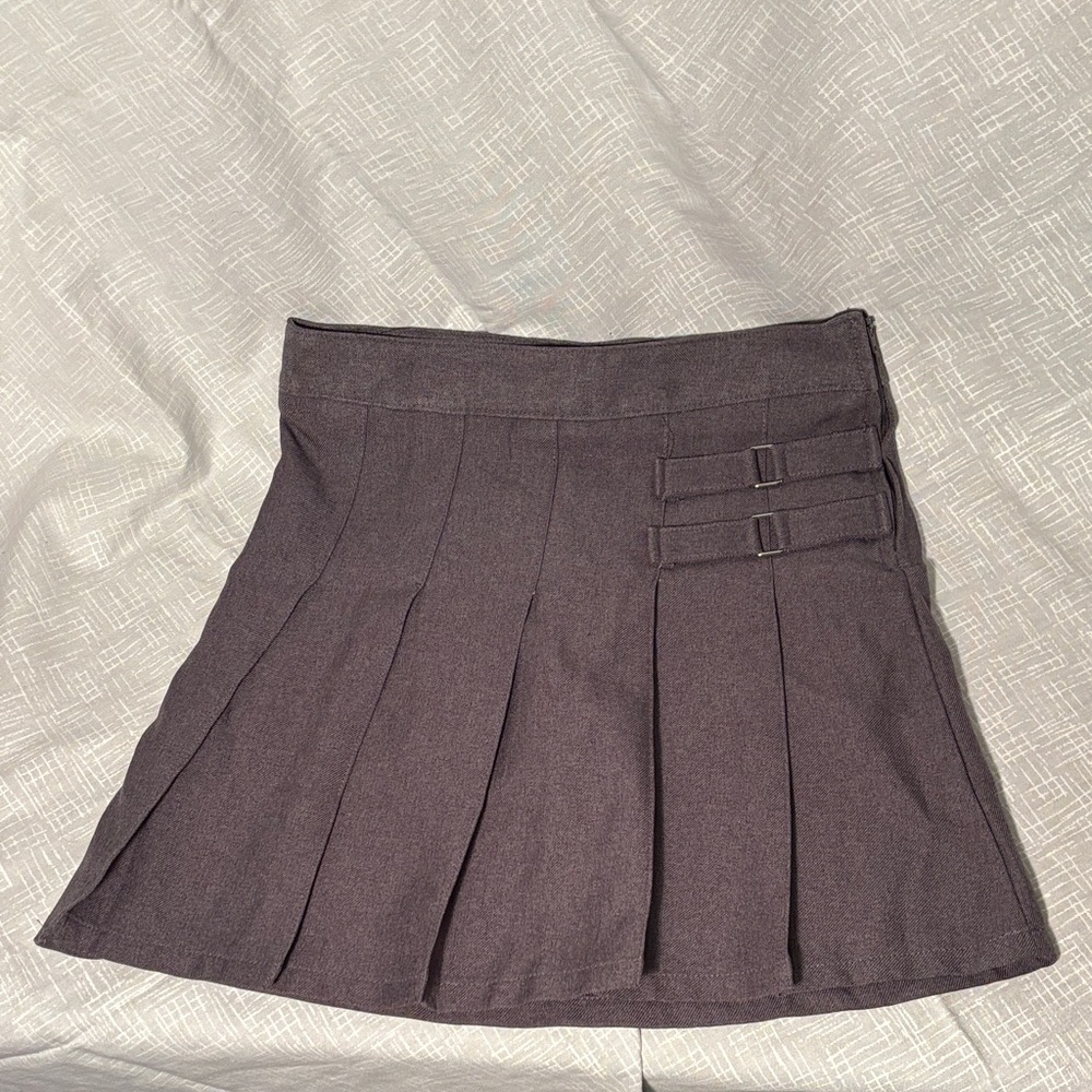 French Toast Charcoal Grey Pleated Skirt